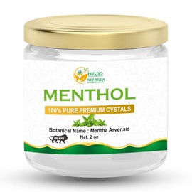 Herbs Botanica Menthol Crystals Mentha Arvensis Aromatherapy Congestion Blocked Nose Relief Cold Flu 100% Pure USP Food Grade Great for Cosmetics, Salves, Balms, Creams and Soap Making 2 oz