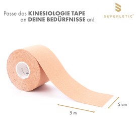 SUPERLETIC Kinesiology Tape Essential [5 m x 5 cm] Physio Tape – Waterproof/Elastic – Sports Tape