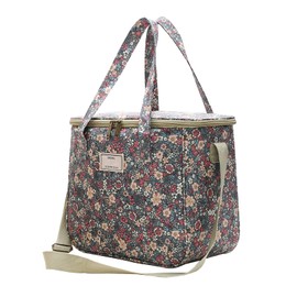 Nanxson Insulated Lunch Bag, Large Reusable Cool Bag, Waterproof Picnic Bag with Floral Pattern and Adjustable Shoulder Strap (11.25 L, A-Blue)