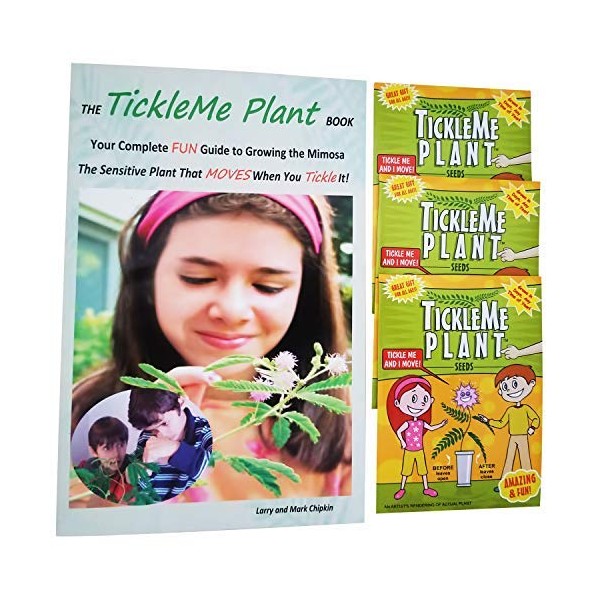 TickleMe Plant Seeds and Free Book - Easily Grow The Only Plant That Closes Its Leaves When You Tickle It | Adult TickleMe Plant can also produce Pink Cotton Flowers | Ideal Gift for kids and Adults - Includes 3 Seed Packets