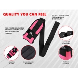 Foot and Calf Stretcher – Stretching Strap for Plantar Fasciitis, Heel Spurs, Foot Drop, Achilles Tendinitis & Hamstring Relief – Yoga Foot & Leg Stretch Strap (Pink)