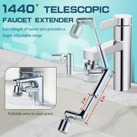 CECEFIN 1440ºSink-Water-Filter Faucet-Extender 3.0 Telescopic - Carbon Purifier Reduce 99% Chlorine, NSF Certified Bathroom Kitchen Aerator, Swivel Long Arm Extension for Toddlers, Hard Water Softener