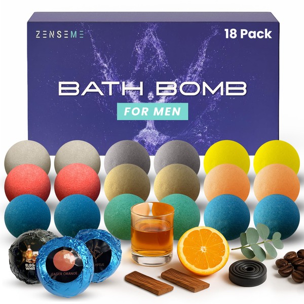 Bath Bombs for Men - Gift Set of 18 Scented