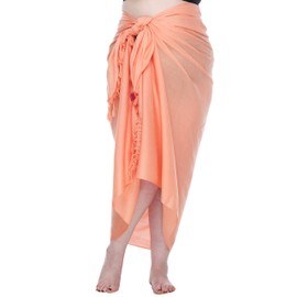 SHU-SHI - Traje de baño de pareo largo para mujer, talla grande, falda cruzada de playa con clip de coco, Coral, Talla única