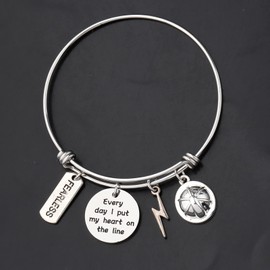 AKTAP Lineman Gifts Lineman Wife Jewelry Every Day I Put My Heart on the Line Expandable Charm Bangle Bracelet for Lineman Wife,Lineman Mom,Lineman Girlfriend (Lineman Bracelet)