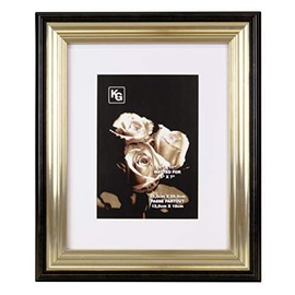 Kiera Grace KG Jessica 8 10, Matted for 5 7-Inch, Black with Gold Photo Frame, 8" x 10"
