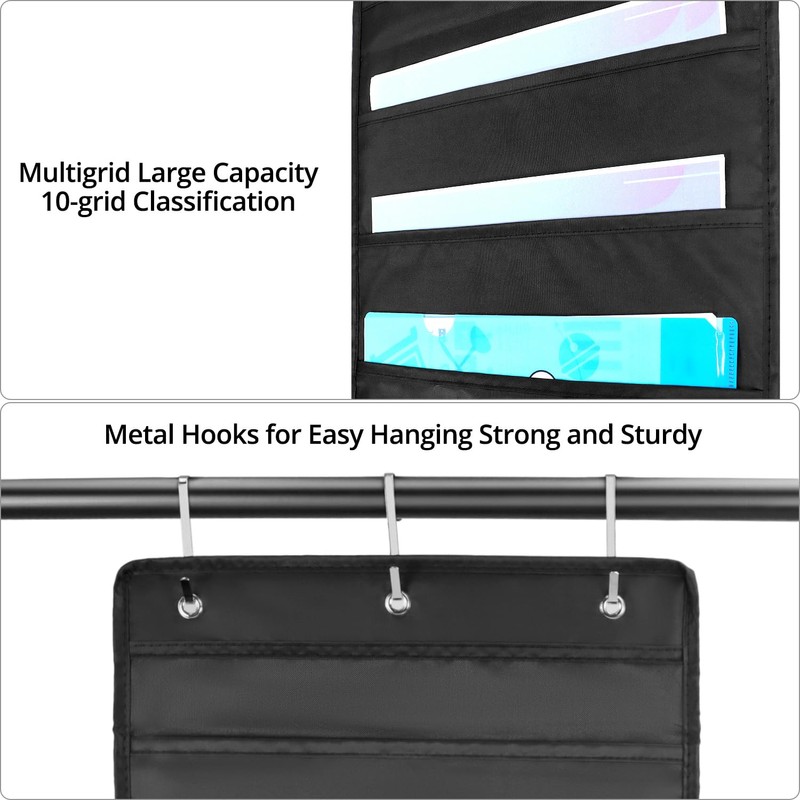 QWORK® 2 Pack 10 Pocket File Storage, Storage Pocket Chart,