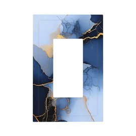 CZRPKEN Blue Gold Marbled Fluid Art Outlet Covers Abstract Modern Decorative Pattern Design 1 Gang Rocker Light Switch Cover Single Device Gfci Receptacle Switch Wall Plate Living Room