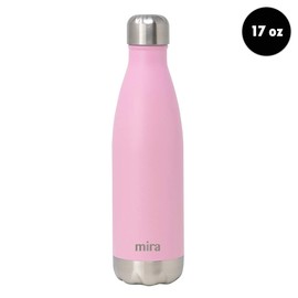 MIRA 17 Oz Stainless Steel Vacuum Insulated Water Bottle - Double Walled Cola Shape Thermos - 24 Hours Cold, 12 Hours Hot - Reusable Metal Water Bottle - Leak-Proof Sports Flask - Rose Pink