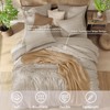 CASAAGUSTO King Size Comforter Set, 7 Pieces Oatmeal Seersucker Bed