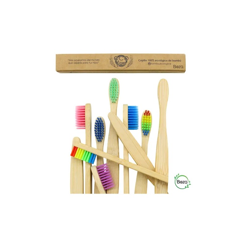 Paquete 100 Cepillo Dientes Bambú Mix Biodegradable Bodega