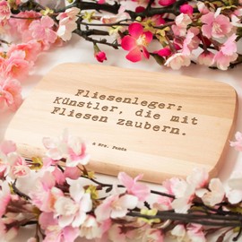 Mr. & Mrs. Panda Breakfast Board with German Text "Fliesenleger: Künstler, die mit Fliesen Zaubern. Gift Chopping Board, Precision, Kitchen Board