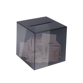 4.72”× 4.72”× 4.72” Acrylic Money Box Smash Money Saving Box Clear Piggy Bank for Kids(Black)
