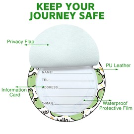 iapodiad Round Cute Luggage Tags 2 Pack Cute Frog Creative Baggage Tags,Cruise Travel Baggage Suitcases Tag with Stainless Steel Loop ID Tag Privacy Flap