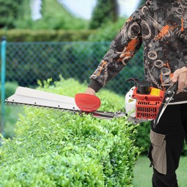 LyeXD 22.5cc Gas Hedge Trimmer, 2 Cycle Single-Edged Hedge Machine Air-Cooled, Gasoline Hedge Trimmer Brush Cutter with 27.56in Long Blade, Includes Funnel, Glasses, Gloves for Yard, Garden