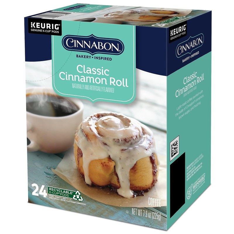 Cinnabon Classic Cinnamon Roll, Single-Serve Keurig K-Cup Pods, Flavored Coffee,
