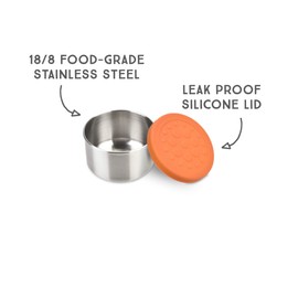 LunchBots 1.5oz Leak Proof Dips Condiment Containers - Set of 3 (1.5 oz) - Spill Proof in Bags and Bento Boxes - Food Grade Stainless Steel and Silicone Lids - Dishwasher Safe - Primary Set