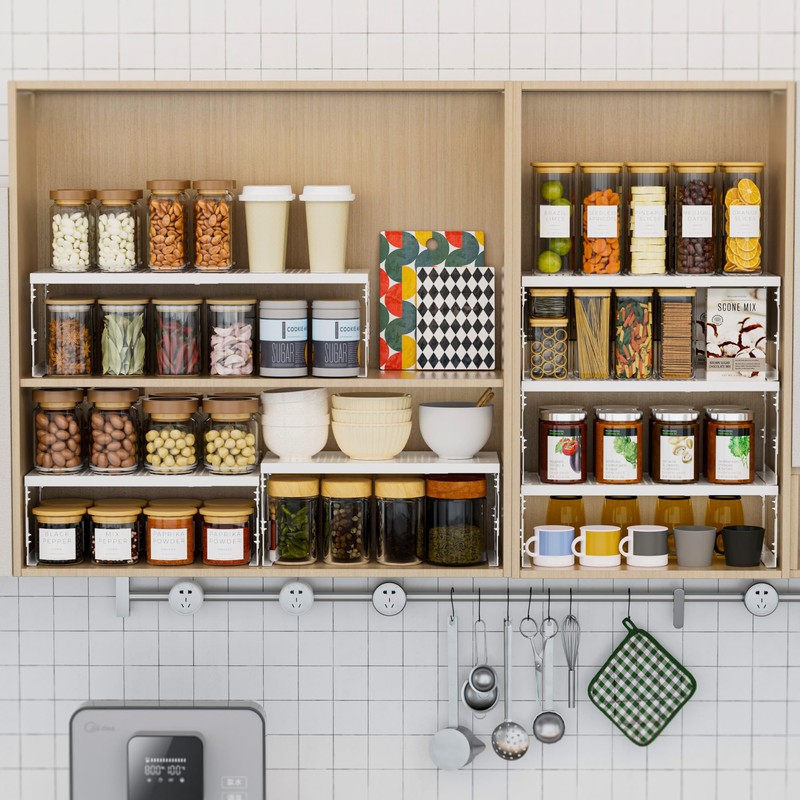 Asiingkel Stackable Expandable Metal Shelf Organizer - Adjustable Wire Storage