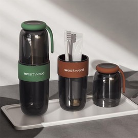Transparent Toothbrush Travel Case with Cover Portable Toothbrush Holder and Rinse Cup with Silicone Handle, Large Toothpaste Storage Container for School, Camping, Business Trip, Bathroom