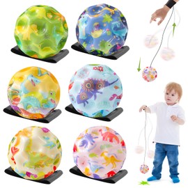 TZQFROCE Jump Ball with Bandaging, Pack of 6, Dino Jump Ball, Stress Ball, Jumps, Rubber Ball for Children, Suitable for Indoor and Outdoor Use