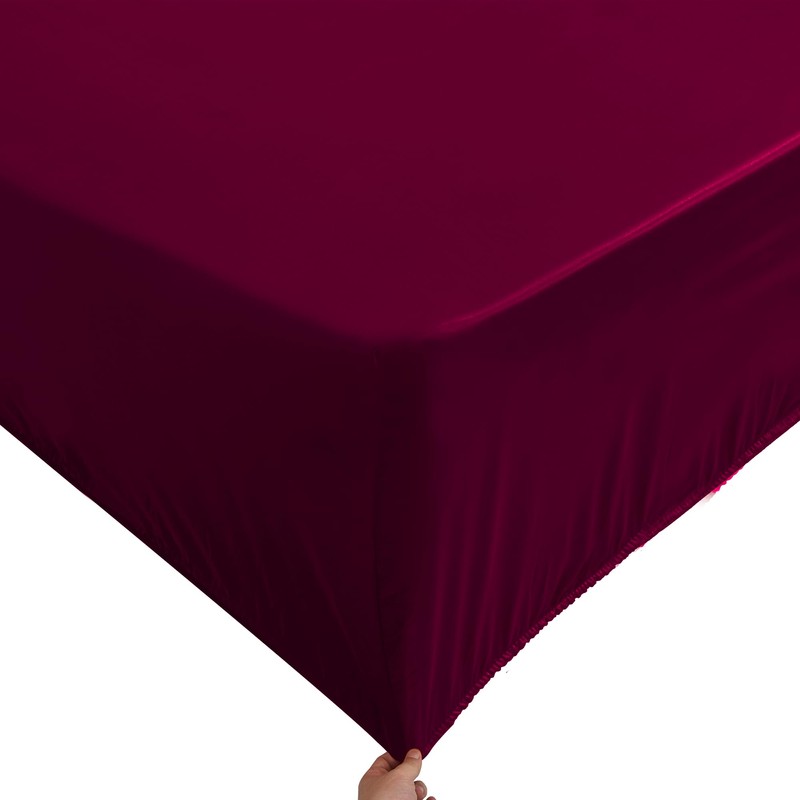 ROOEE Satin Silk Fitted Sheet with Pillowcase Set Breathable Soft