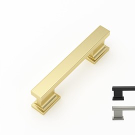 Rergy 10 Pack Cabinet Handles, 3 Inch Hole Center Pulls, Kitchen Drawer Pulls and Knobs, Square Hardware for Kitchen Bathroom Dresser
