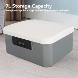 9L Capacity Document Lock Box, ABS Material Storage Trunk with Partitioned Design, Lockable File Organizer for Home and Office (Gray)