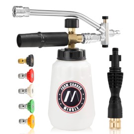 M MINGLE Foam Cannon Dual Connector Accessory for Pressure Washer Kit, Compatible with Portland Husky and Ryobi Pressure Washer, with 5 Nozzle Tips, 1/4 Inch Quick Connector