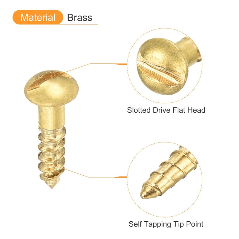 sourcing map Wood Screws M3 x 12mm Slotted Round Head