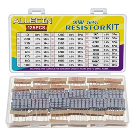 ALLECIN 25 Values 2W Carbon Film Resistor Kit from 1 Ohm to 1M Ohm 2 Watt 5% Resistors Assortment