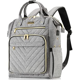 Crochet Kit Bag Backpack, Large Quilted Fashion Knitting Backpack, Waterproof Yarn Storage Organizer with USB Charging Port, Crochet Bag Totes for Yarn and Knitting Needles, Crochet Hooks, Grey