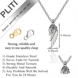 PLITI Loss Of Loved One Memorial Gift Angel Wings Sympathy Necklace In Memory Of Mom/Dad/Husband/Wife Gift I Thought Of You Today Memorial Jewelry (thought you rose wing necCA)