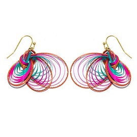 CCcollections Handmade Bamboo Earrings Brass Fashion 10 Design Colorful each design in 3 color (Multicolor Orange, Style B)