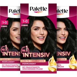 Palette Intensive Cream Colouration 1-0/900 Black (3 x 115 ml), Permanent Hair Colour for Bright, Long-Lasting Colour Brilliance & 100% Grey Coverage