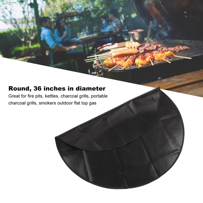 Under Grill Mat Fireproof Waterproof Double Sided Portable Round Barbecue