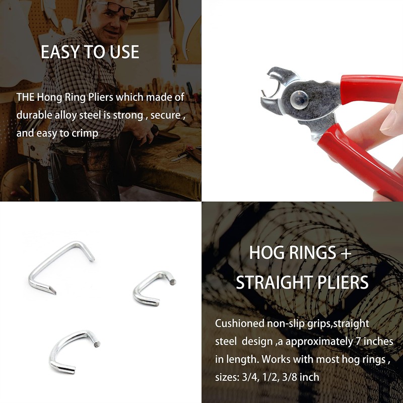 INKNOTE 270 Pcs of 3 Sizes Galvanized Hog Rings Assortment