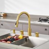 Tohlar 4 Hole Kitchen Faucet, Brushed Gold Kitchen Faucet with