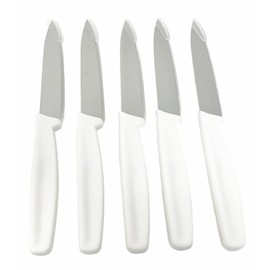 5 Pack - 4" Commercial Kitchen Paring Knives - White Handles, Razor Sharp