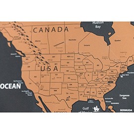 Scratch Off World Map Poster - Travel Map with US States and Country Flags, Tracks Your Adventures. Scratcher Included, for Travelers,
