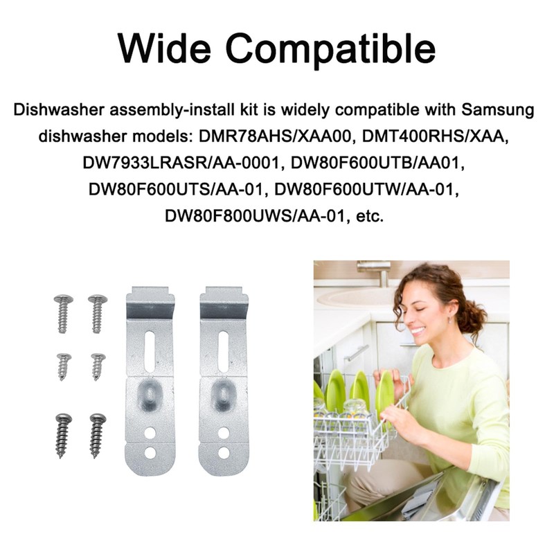 2Pcs Dishwasher Mounting Brackets with Screws Home Appliance Accessories Assembly
