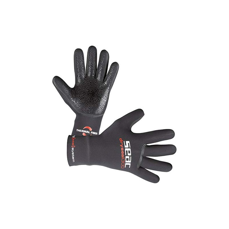 SEAC Unisex's Dryseal 300 Gloves, Black, X-Large/3.5 mm
