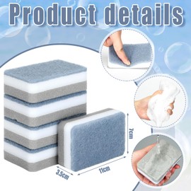 RimCereal Sponges Individually Wrapped 48 Pack Kitchen Dishwashing Sponge Bulk Non Scratch Scouring Pad Odor Free Grey Sponge Wipes Suitable Household Cleaning Dishes for Travel Apartments
