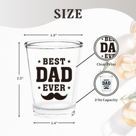 Birthday Gifts for Dad, Christmas White Elephant Thanksgiving Gifts for Father Husband, Funny Shot Glasses for Dad, 4 Pack Best Dad Ever Glass Gifts from Daughter Son, Gifts for Husband from Wife, 2oz