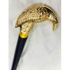 Generic Edgar Allen Poe's Mystic Raven Gold Plated Crow Handle Rosewood Unisex Nautical Canes and Wooden Black Brass Derby Cane Walking Stick for Men & Women Unisex Gift (Gold Raven)