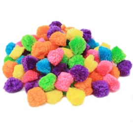 Bright Ideas Woolly Pompoms. Assorted Colours and 25mm Size Pompoms. Pack of 100 Acrylic Pompoms for Kids Crafts, Arts & Crafts and for DIY Creative Crafts Decorations. BI8027.