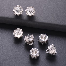 Jerler 10 Pcs Sliver Rhinestone Buttons Crystal Embellishments Sew on Clothing Buttons