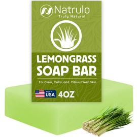 Lemongrass Soap Bar – Handcrafted USA Exfoliating Face & Body Wash, Bath Cleanser with Natural Glycerin, Coconut Oil, Palm Oil, Safflower Oil & Oat Protein – Nourishing Skincare for all Skin Types