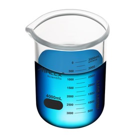 Maccx 170oz(4000ml) Sturdy Glass Beaker, Heavy-Duty Lab Beaker, 3.3 Borosilicate Low Form with Printed Graduation, HDBK4K0-001