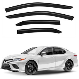 GrandWheel Co Smoke Tinted Tape-On Side Window Vent Visor Deflectors Rain Guards Compatible with Camry 2018-2023 - 4pcs. GW0203