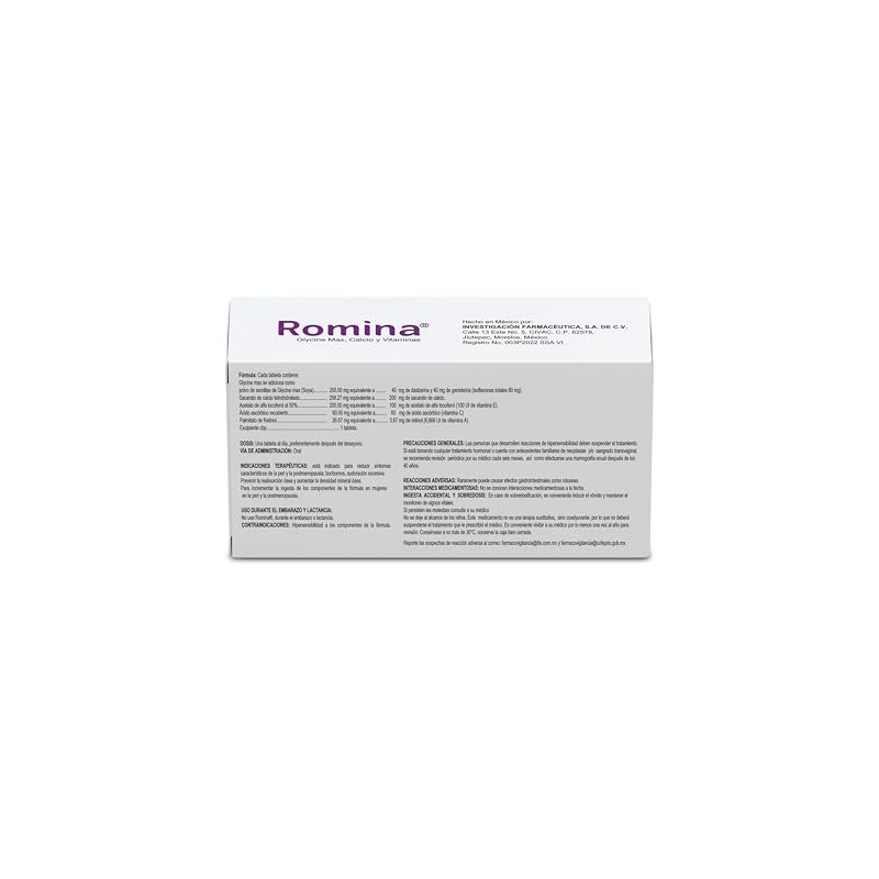 Romina (Isoflavonas y Vitaminas) Suplemento Alimenticio - Caja con 30